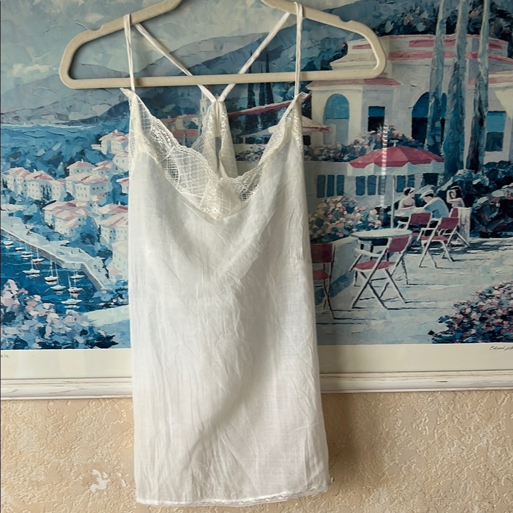 White Chemise with Spaghetti Straps and Fitted Silhouette